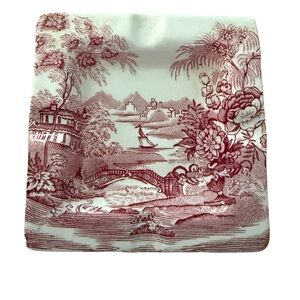 Vintage Pink Red Transferware Ashtray England
